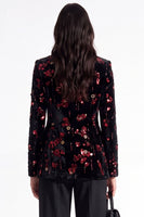 Load image into Gallery viewer, Sparkly Golden Peak Lapel Sequins Floral Women Prom Blazer