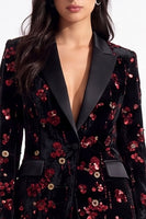 Load image into Gallery viewer, Sparkly Golden Peak Lapel Sequins Floral Women Prom Blazer