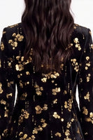 Load image into Gallery viewer, Sparkly Golden Peak Lapel Sequins Floral Women Prom Blazer