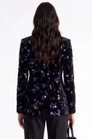 Load image into Gallery viewer, Sparkly Golden Peak Lapel Sequins Floral Women Prom Blazer