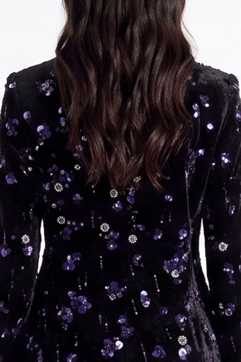Load image into Gallery viewer, Sparkly Golden Peak Lapel Sequins Floral Women Prom Blazer