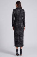 Load image into Gallery viewer, Black Bodycon 2 Piece Lapel Tweed Women Business Suits with Slit