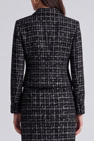 Load image into Gallery viewer, Black Bodycon 2 Piece Lapel Tweed Women Business Suits with Slit