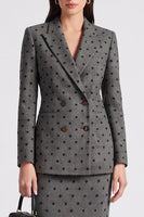 Load image into Gallery viewer, 2 Piece Grey Black Dots Peak Lapel Bodycon Women Business Suits with Slit