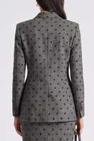 Load image into Gallery viewer, 2 Piece Grey Black Dots Peak Lapel Bodycon Women Business Suits with Slit