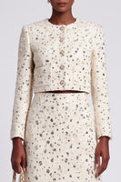 Load image into Gallery viewer, Ivory 2 Piece Tweed Round Neck A Line Women Suits with Sleeves