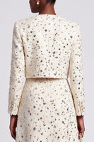 Load image into Gallery viewer, Ivory 2 Piece Tweed Round Neck A Line Women Suits with Sleeves