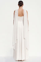 Load image into Gallery viewer, Simple White Strapless A-Line Neck Scarf Long Beach Wedding Dress