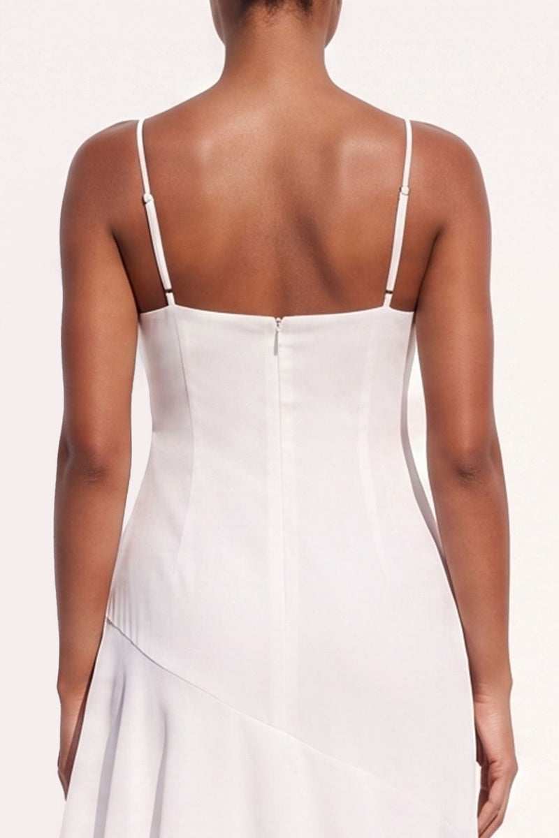 Load image into Gallery viewer, White Ruffled Chiffon Asymmetrical Beach Wedding Dress with Keyhole