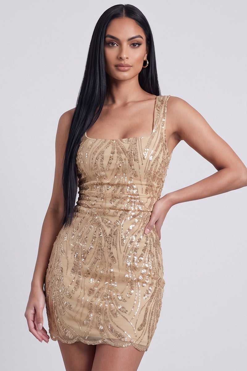 Load image into Gallery viewer, Sparkly Floral Golden Bodycon Short Birthday Dress with Bow