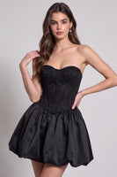 Load image into Gallery viewer, Black Floral Sweetheart Lace A Line Short Corset Birthday Dress