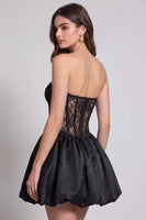 Load image into Gallery viewer, Black Floral Sweetheart Lace A Line Short Corset Birthday Dress