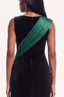 Load image into Gallery viewer, Burgundy Velvet Ruched Sheath Boat Neck Long Evening Dress with Side Cape