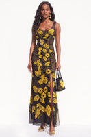 Load image into Gallery viewer, Burgundy Mermaid Sparkly Beaded Scoop Floral Long Evening Dress with Slit