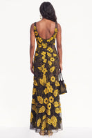 Load image into Gallery viewer, Burgundy Mermaid Sparkly Beaded Scoop Floral Long Evening Dress with Slit