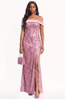 Load image into Gallery viewer, Sparkly Navy Sequin Mermaid Long Evening Dress with Slit