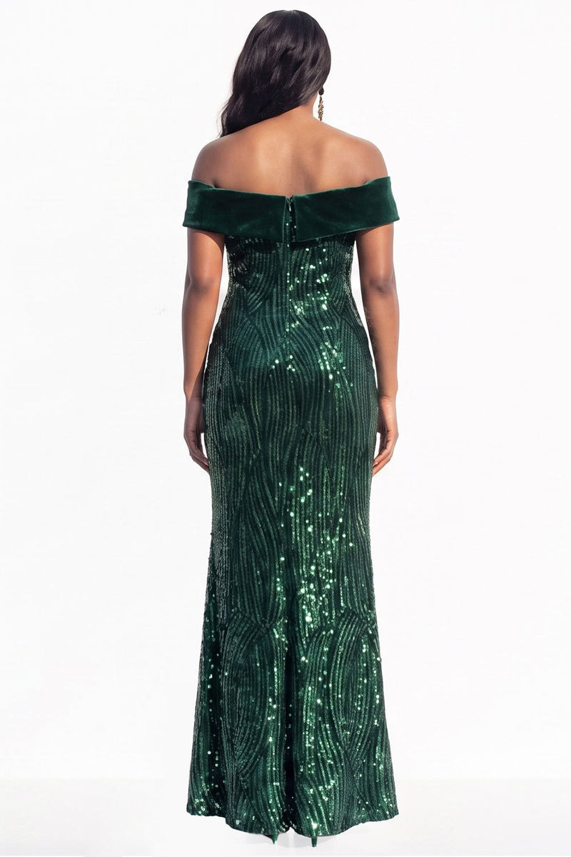 Load image into Gallery viewer, Sparkly Navy Sequin Mermaid Long Evening Dress with Slit