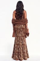 Load image into Gallery viewer, Sparkly Burgundy Mermaid Floral Velvet One Shoulder Long Evening Dress with Slit