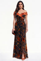Load image into Gallery viewer, Oranger Velvet Floral Ruched Mermaid Long Evening Dress with Slit