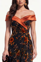 Load image into Gallery viewer, Oranger Velvet Floral Ruched Mermaid Long Evening Dress with Slit