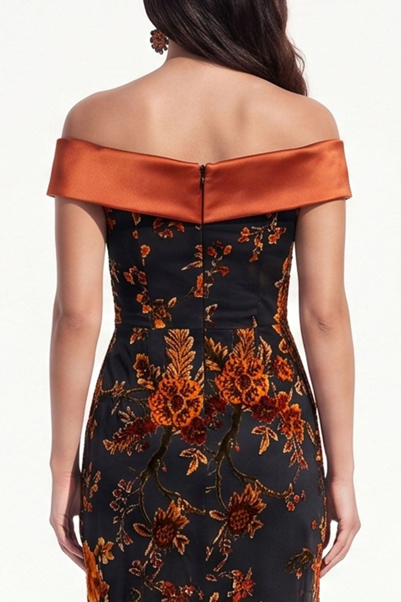 Load image into Gallery viewer, Oranger Velvet Floral Ruched Mermaid Long Evening Dress with Slit