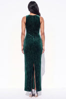 Load image into Gallery viewer, Sparkly Plum Velvet Sheath Long Evening Dress with Slit