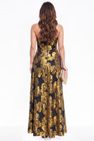 Load image into Gallery viewer, Red A-Line Floral Strapless Long Wedding Guest Dress with Pocket