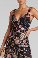 Load image into Gallery viewer, Sparkly Black Pink A-Line Thick Strap Sequin Long Evening Dress