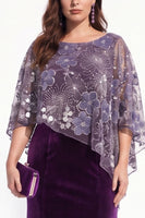 Load image into Gallery viewer, Sparkly Velvet Purple Mermaid Floral Long Mother of the Bride Dress with Sequin