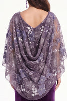 Load image into Gallery viewer, Sparkly Velvet Purple Mermaid Floral Long Mother of the Bride Dress with Sequin