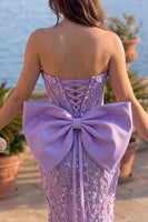 Load image into Gallery viewer, Mermaid Fog Floral Corset Sequin Sweetheart Long Prom Dress with Bow