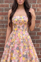 Load image into Gallery viewer, Sparkly Champagne Rose Sequin A-Line Floral Strapless Long Prom Dress