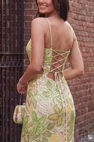 Load image into Gallery viewer, Sparkly Green Mermaid Floral Sequin Cut Out Spaghetti Straps Long Prom Dress with Slit