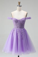 Load image into Gallery viewer, Sparkly Light Plum A Line Corset Floral Beaded Short Birthday Dress