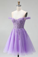 Load image into Gallery viewer, Sparkly Light Plum A Line Corset Floral Beaded Short Birthday Dress