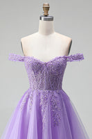 Load image into Gallery viewer, Sparkly Light Plum A Line Corset Floral Beaded Short Birthday Dress