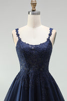 Load image into Gallery viewer, Navy Sparkly Beaded A-Line Short Floral Cocktail Dress