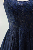Load image into Gallery viewer, Navy Sparkly Beaded A-Line Short Floral Cocktail Dress