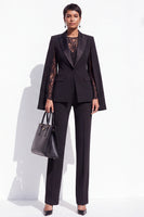 Load image into Gallery viewer, Black Peak Lapel One Button Slim Fit 2 Piece Work Suits