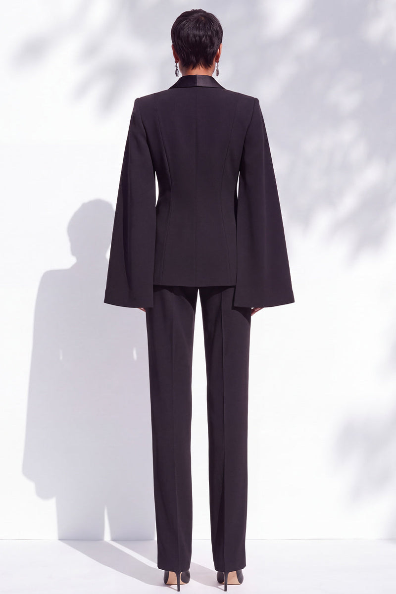 Load image into Gallery viewer, Black Peak Lapel One Button Slim Fit 2 Piece Work Suits