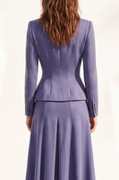 Load image into Gallery viewer, Purple 2 Piece Notched Lapel A Line Single Breasted Midi Work Dress