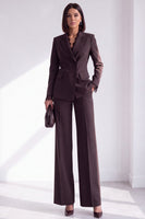 Load image into Gallery viewer, Coffee Peak Lapel 2 Piece Slim Fit Double Breasted Work Suits with Pockets