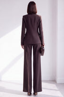 Load image into Gallery viewer, Coffee Peak Lapel 2 Piece Slim Fit Double Breasted Work Suits with Pockets