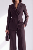 Load image into Gallery viewer, Coffee Peak Lapel 2 Piece Slim Fit Double Breasted Work Suits with Pockets