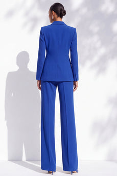 Royal Blue Peak Lapel 2 Piece One Button Work Suits