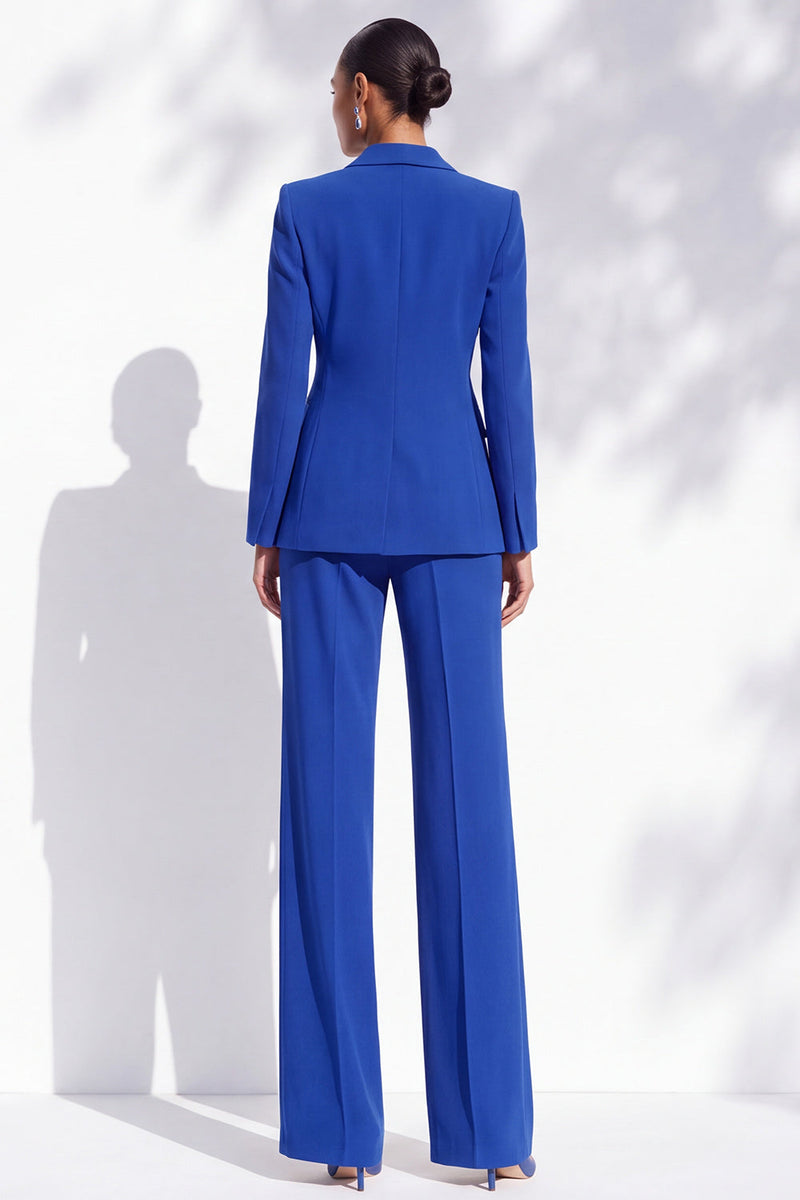 Load image into Gallery viewer, Royal Blue Peak Lapel 2 Piece One Button Work Suits