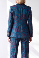 Load image into Gallery viewer, Dark Blue Jacquard 2 Piece Slim Fit Peak Lapel Work Suits with Pocket