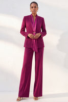 Load image into Gallery viewer, Purple Red Shawl Lapel 2 Piece Work Suits with Sleeves