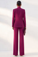 Load image into Gallery viewer, Purple Red Shawl Lapel 2 Piece Work Suits with Sleeves