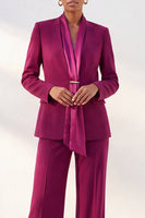 Load image into Gallery viewer, Purple Red Shawl Lapel 2 Piece Work Suits with Sleeves